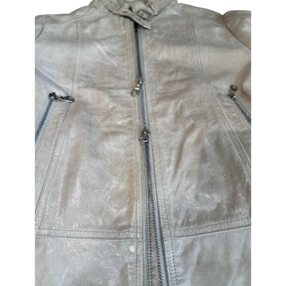 Schott NYC Vintage Women's Leather Jacket Cream Size Medium - Picture 7 of 11